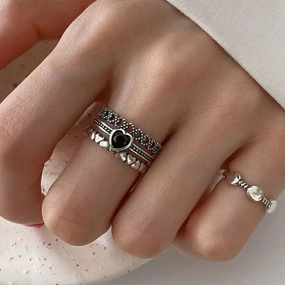 #41 SET New 925 Sterling Silver Vintage Romantic Rings - Picture 4 of 4